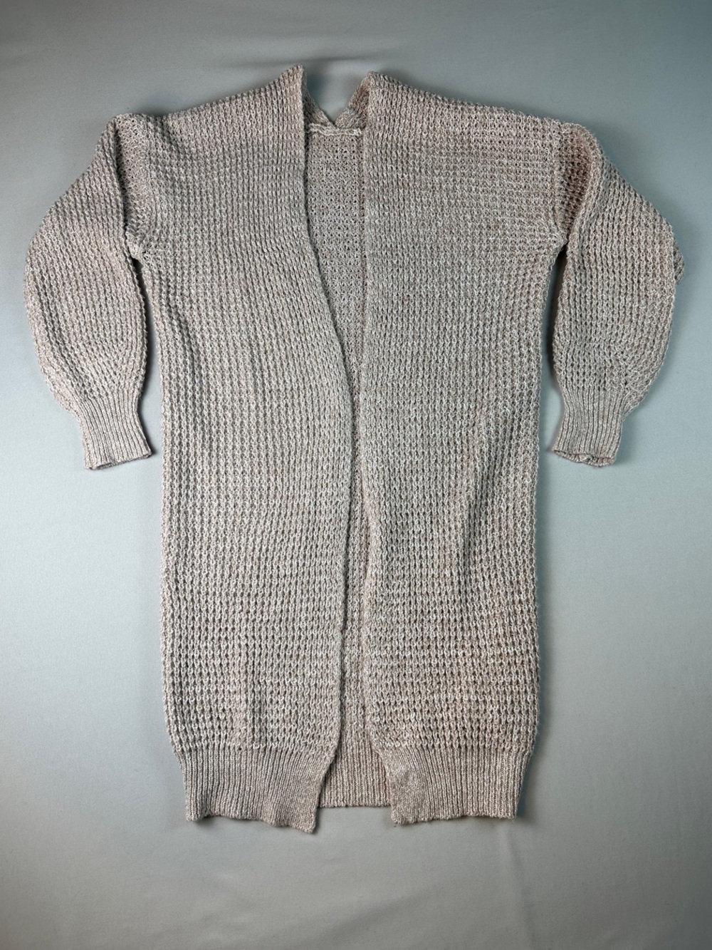 SHEIN Light Taupe Open-Front Knit Cardigan